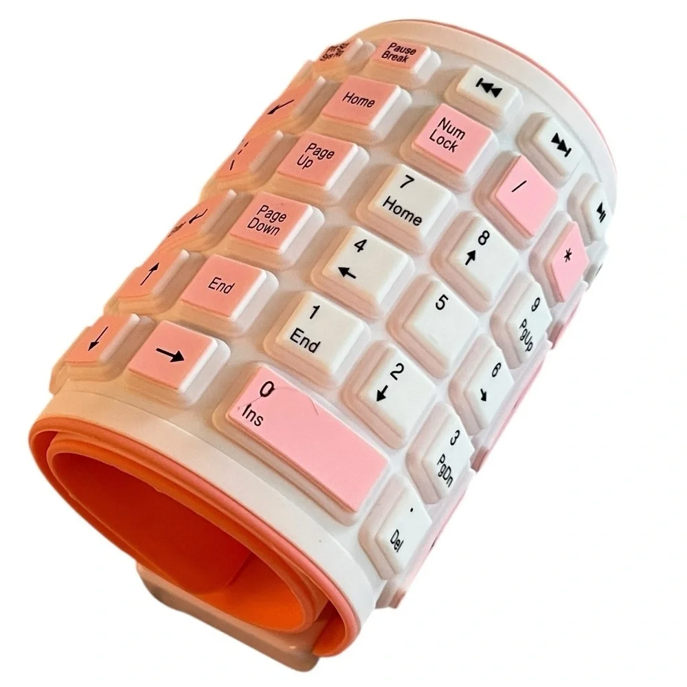 Wireless Pink and White Slim Keyboard with Numeric Keypad